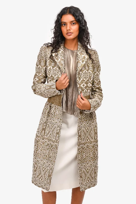 Etro Gold/White Metallic Jacquard Collard Jacket Size 38 Herringbone Jacket Houndstooth Jacket Plaid Jacket Etro Gold/White Metallic Jacquard Collard Jacket Size 38 Herringbone Jacket Houndstooth Jacket Plaid Jacket