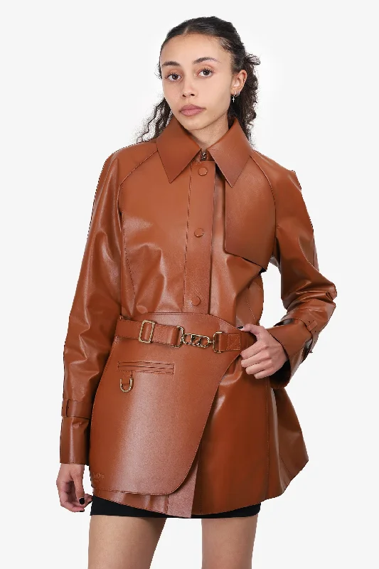 Fendi Brown Leather Belted Trench Jacket Size 40 Striped Jacket Polka Dot Jacket Floral Jacket Fendi Brown Leather Belted Trench Jacket Size 40 Striped Jacket Polka Dot Jacket Floral Jacket