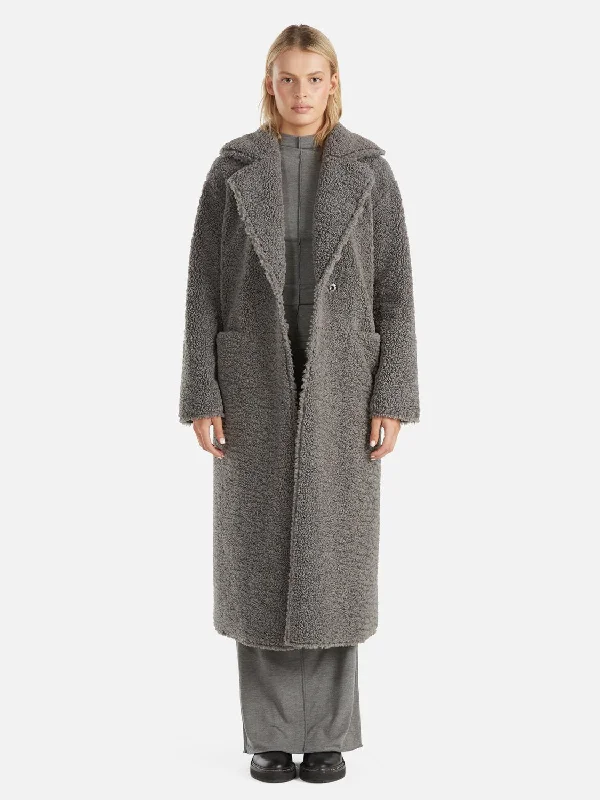 FRANKIE TEDDY FAUX FUR JACKET - SMOKE Chenille Jacket Brocade Jacket Lace Jacket