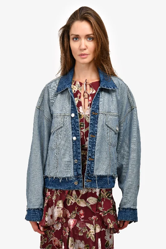 GRLFRND Christi Denim Jacket Size XS Boat Neck Shawl Collar Notched Collar