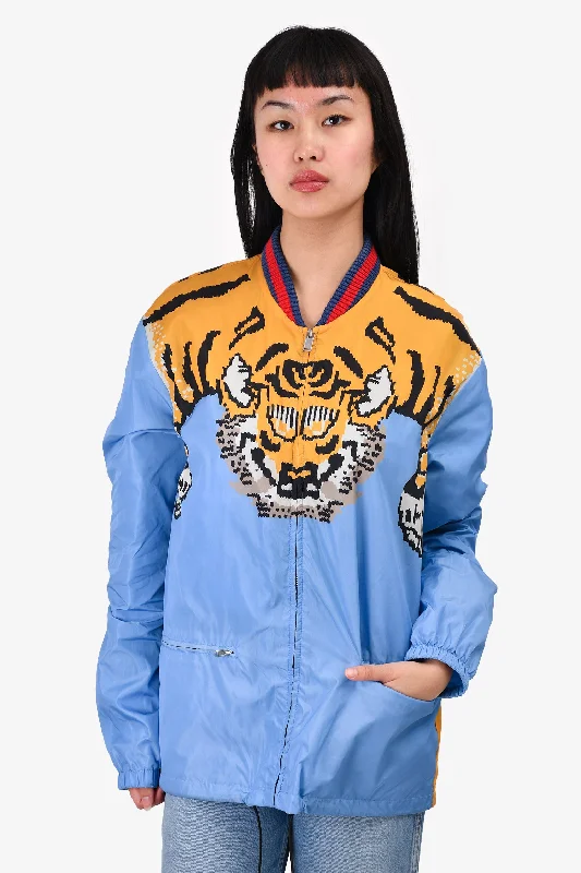 Gucci 2016 Blue/Yellow Tiger Print Rain Jacket Size 50 Mens Mesh Jacket Canvas Jacket Denim Jacket Gucci 2016 Blue/Yellow Tiger Print Rain Jacket Size 50 Mens Mesh Jacket Canvas Jacket Denim Jacket