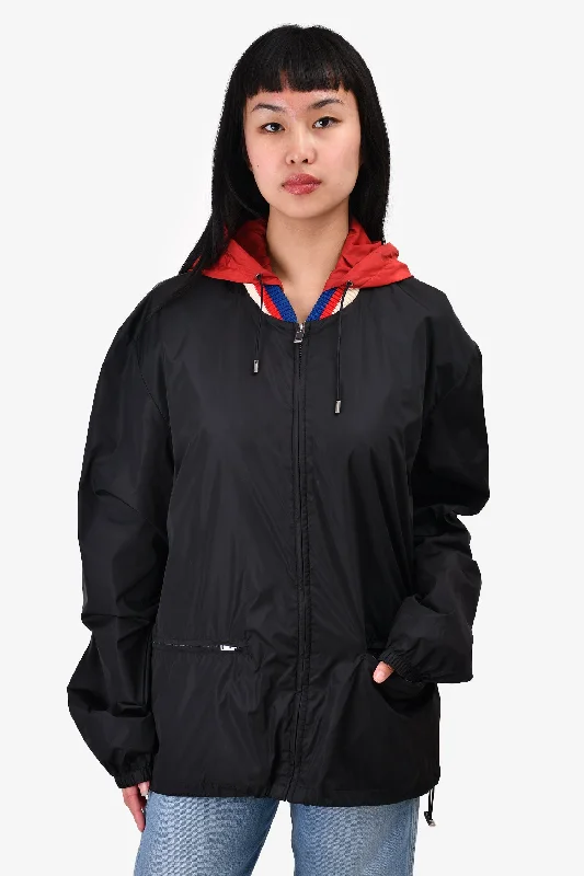 Gucci 2017 Black/Red Removable Hood Logo Printed Rain Jacket Size 54 Mens Jersey Jacket Tulle Jacket Batik Jacket Gucci 2017 Black/Red Removable Hood Logo Printed Rain Jacket Size 54 Mens Jersey Jacket Tulle Jacket Batik Jacket
