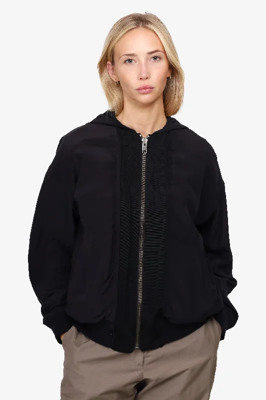 Haider Ackermann Black Silk/Cotton Bomber Jacket Size XS Denim Jacket Leather Jacket Suede Jacket