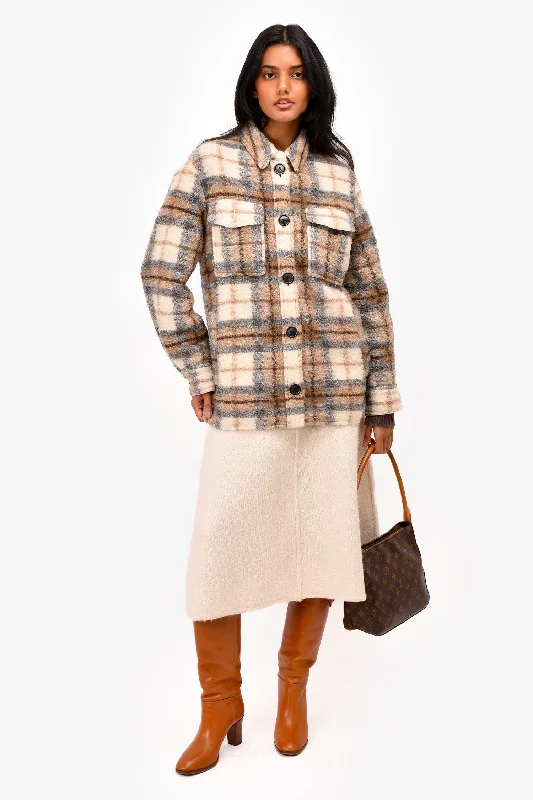 Isabel Etoile Marant Brown Check Wool Button Down Jacket Size 34 Mesh Jacket Canvas Jacket Denim Jacket Isabel Etoile Marant Brown Check Wool Button Down Jacket Size 34 Mesh Jacket Canvas Jacket Denim Jacket