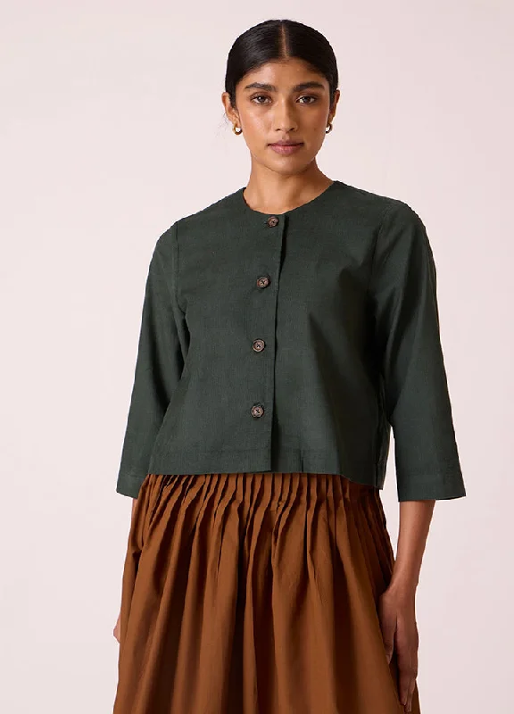 Liu Green Corduroy Jacket Tailored Jacket Straight Jacket A-Line Jacket