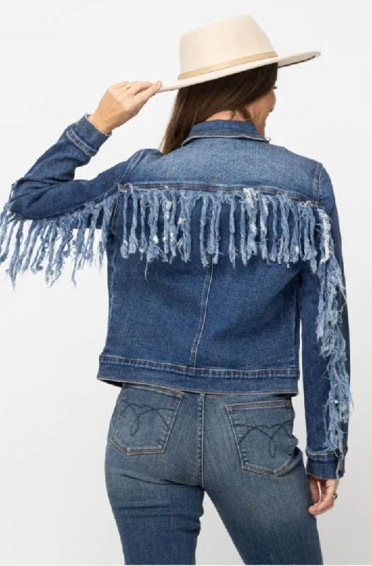 Livin' On The Fringe Jacket Front Pockets Side Pockets Patch Pockets