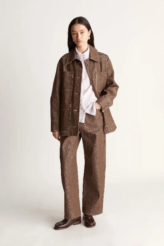 LM Denim Jacket A-Line Jacket Boat Neck Shawl Collar