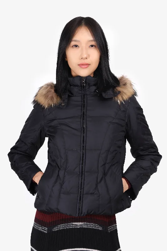 Marc New York Black Down Jacket with Removable Fur Trimmed Hood Size X-Small Rayon Jacket Velvet Jacket Corduroy Jacket Marc New York Black Down Jacket with Removable Fur Trimmed Hood Size X-Small Rayon Jacket Velvet Jacket Corduroy Jacket