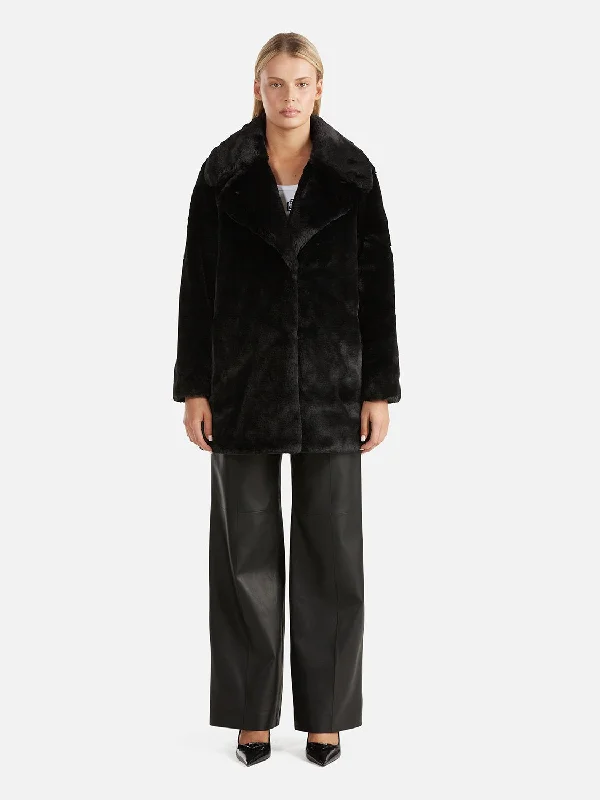 Minimalist Faux Fur Jacket - Black Nylon Jacket Polyester Jacket Spandex Jacket