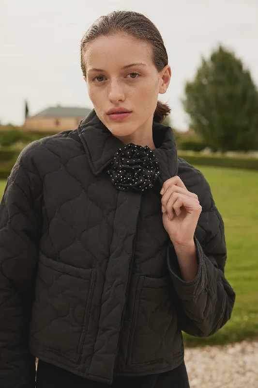 Oscar Jacket -Black Denim Fabric Leather Fabric Suede Fabric