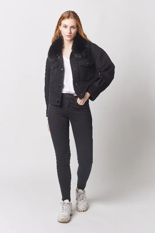 Regent Cashmere Jacket - Black Knit Jacket Woven Jacket Fleece Jacket