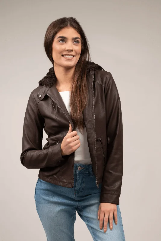 Sherpa In The Hood Jacket Boat Neck Shawl Collar Notched Collar