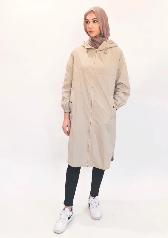Sport Jacket - Beige Zip Front Button Front Snap Front