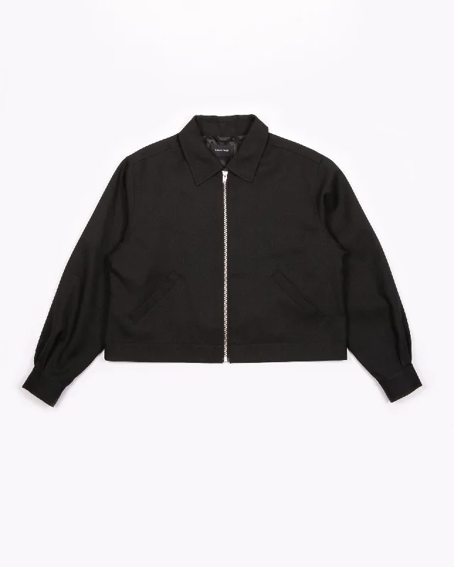 Crop Harrington Jacket - Black Sharkskin Hooded Jacket Caped Jacket Shawl Collar Jacket Crop Harrington Jacket - Black Sharkskin Hooded Jacket Caped Jacket Shawl Collar Jacket