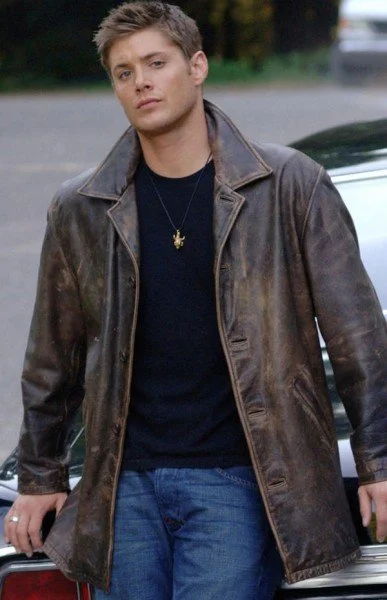 Supernatural Black Real Leather Jacket Rayon Fabric Velvet Fabric Corduroy Fabric