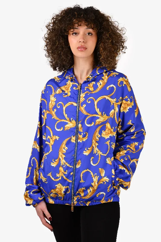 Versace Blue/Yellow Barocco Istante Print Nylon Windbreaker Jacket Size 48 Snapped Jacket Toggled Jacket Drawstring Jacket Versace Blue/Yellow Barocco Istante Print Nylon Windbreaker Jacket Size 48 Snapped Jacket Toggled Jacket Drawstring Jacket