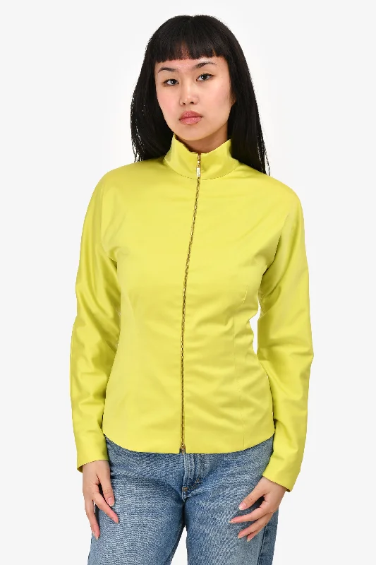 Versace Classic Green Collared Zip-Up Jacket Size 6 Fleece Jacket Down Jacket Feather Jacket Versace Classic Green Collared Zip-Up Jacket Size 6 Fleece Jacket Down Jacket Feather Jacket