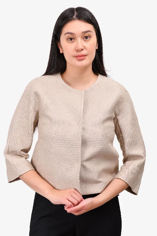 Weekend Max Mara Beige 3/4 Sleeve Evening Jacket Size 8 US Faux Fur Jacket Real Fur Jacket Shearling Jacket Weekend Max Mara Beige 3/4 Sleeve Evening Jacket Size 8 US Faux Fur Jacket Real Fur Jacket Shearling Jacket