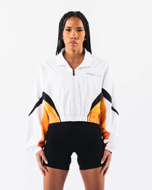 Retro Crop Jacket - White / Aura Gradient Fleece Fabric Down Fabric Feather Fabric
