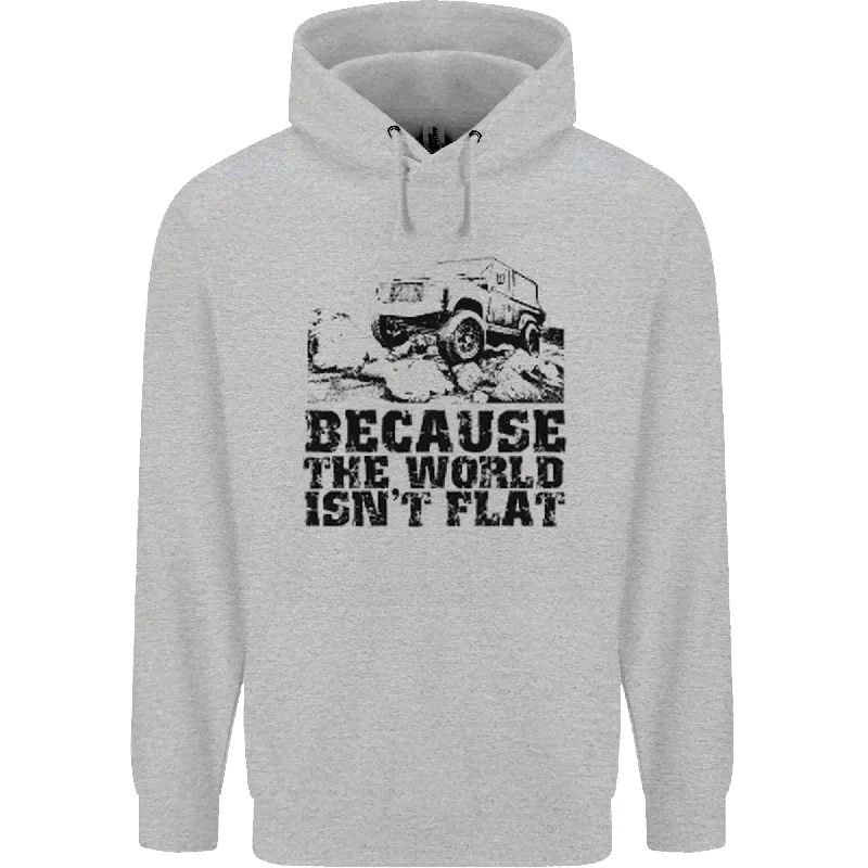 4X4 Because the World Isnt Flat Off Roading Mens 80% Cotton Hoodie Hoodie with Velcro Closure Adjustable Secure