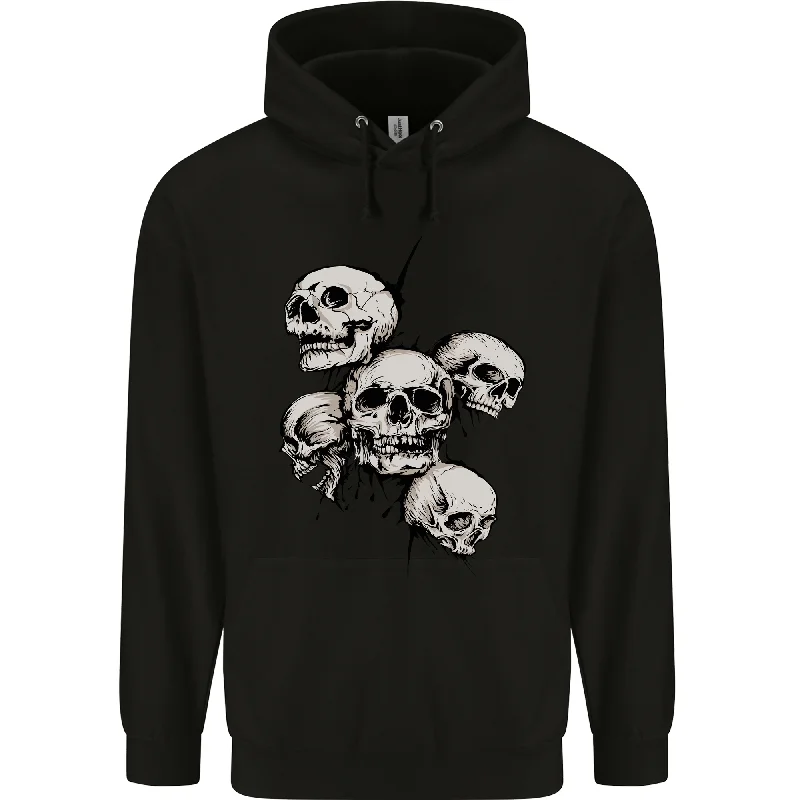 5 Skulls Demons Biker Gothic Heavy Metal Mens 80% Cotton Hoodie Hoodie with Raw Hem Edgy Unfinished 5 Skulls Demons Biker Gothic Heavy Metal Mens 80% Cotton Hoodie Hoodie with Raw Hem Edgy Unfinished