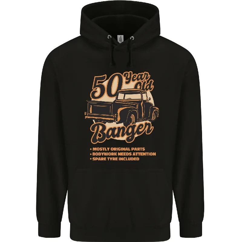 50 Year Old Banger Birthday 50th Year Old Mens 80% Cotton Hoodie Hoodie with Rolled Sleeves Casual Relaxed