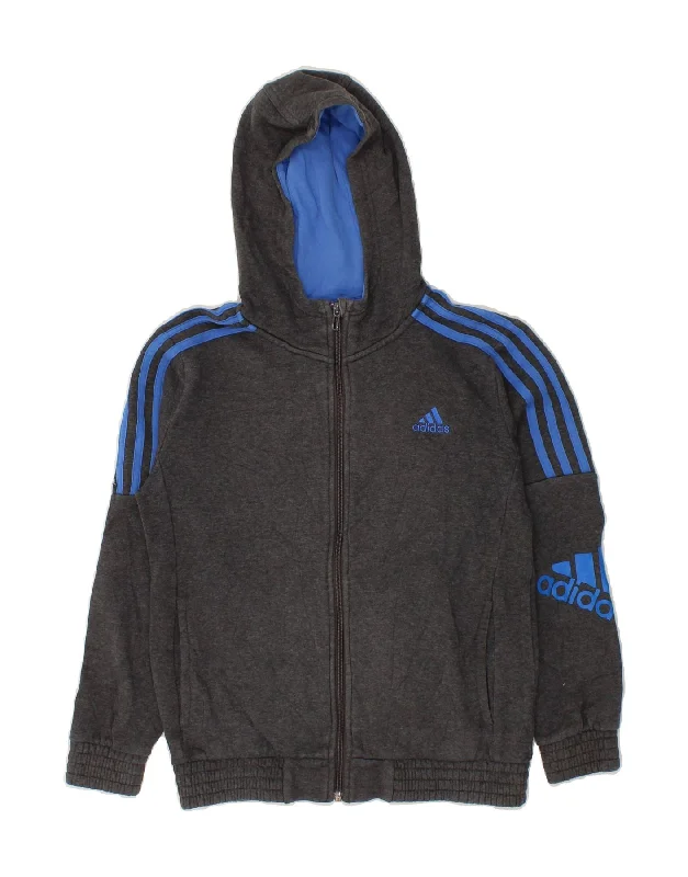 ADIDAS Boys Graphic Zip Hoodie Sweater 11-12 Years Grey Cotton Hoodie with Applique Textured Unique ADIDAS Boys Graphic Zip Hoodie Sweater 11-12 Years Grey Cotton Hoodie with Applique Textured Unique
