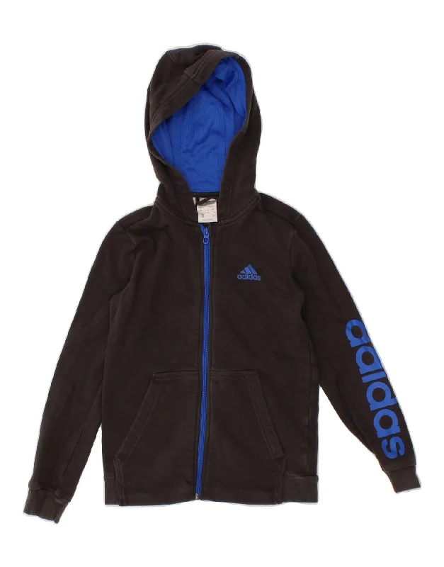 ADIDAS Boys Graphic Zip Hoodie Sweater 9-10 Years Grey Cotton Hoodie with Raglan Sleeves Sporty Comfortable ADIDAS Boys Graphic Zip Hoodie Sweater 9-10 Years Grey Cotton Hoodie with Raglan Sleeves Sporty Comfortable