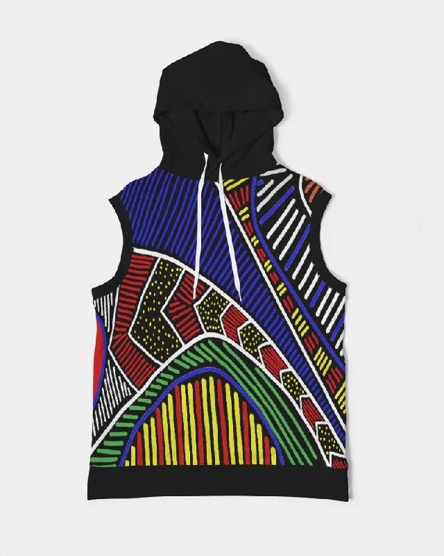 Tribal Vibe Men's/Unisex Premium Sleeveless Hoodie Hoodie with Hem Embroidery Detailed Premium Tribal Vibe Men's/Unisex Premium Sleeveless Hoodie Hoodie with Hem Embroidery Detailed Premium