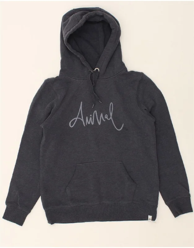 ANIMAL Womens Oversized Graphic Hoodie Jumper UK 10 Small Navy Blue Hoodie with Fur Luxurious Winter ANIMAL Womens Oversized Graphic Hoodie Jumper UK 10 Small Navy Blue Hoodie with Fur Luxurious Winter