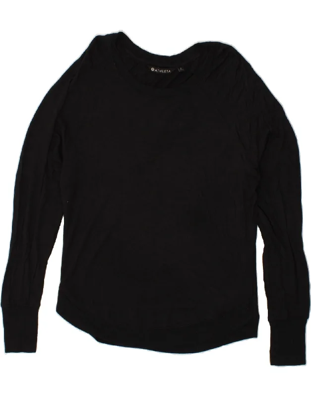 ATHLETA Womens Oversized Sweatshirt Jumper UK 10 Small Black Modal Hoodie with Velcro Closure Adjustable Secure ATHLETA Womens Oversized Sweatshirt Jumper UK 10 Small Black Modal Hoodie with Velcro Closure Adjustable Secure