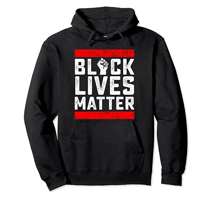 Black Lives Matter Red Line Hoodie Hoodie with Hem Lace Feminine Delicate