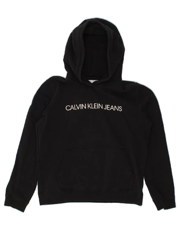 CALVIN KLEIN JEANS Womens Graphic Hoodie Jumper UK 16 Large Black Cotton Hoodie with Ribbed Neckline Snug Warm CALVIN KLEIN JEANS Womens Graphic Hoodie Jumper UK 16 Large Black Cotton Hoodie with Ribbed Neckline Snug Warm
