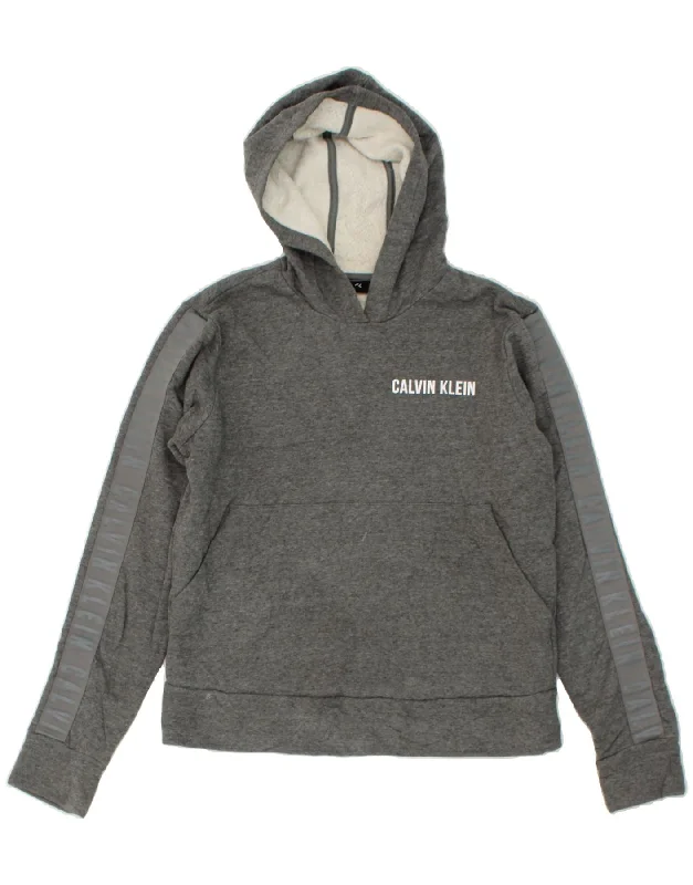 CALVIN KLEIN Womens Hoodie Jumper UK 14 Large Grey Cotton Hoodie with Mesh Breathable Sporty CALVIN KLEIN Womens Hoodie Jumper UK 14 Large Grey Cotton Hoodie with Mesh Breathable Sporty