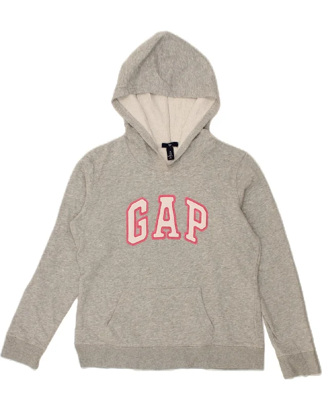 GAP Womens Graphic Hoodie Jumper UK 14 Medium Grey Cotton Hoodie with Raglan Sleeves Sporty Comfortable GAP Womens Graphic Hoodie Jumper UK 14 Medium Grey Cotton Hoodie with Raglan Sleeves Sporty Comfortable