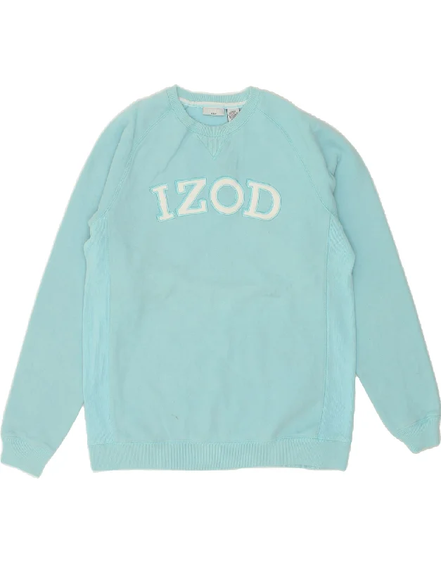 IZOD Womens Golf Graphic Sweatshirt Jumper UK 14 Medium Blue Cotton Hoodie with Applique Textured Unique IZOD Womens Golf Graphic Sweatshirt Jumper UK 14 Medium Blue Cotton Hoodie with Applique Textured Unique
