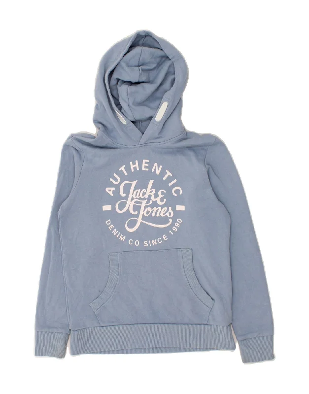 JACK & JONES Boys Graphic Hoodie Jumper 10-11 Years Blue Cotton Hoodie with Belted Waist Structured Tailored JACK & JONES Boys Graphic Hoodie Jumper 10-11 Years Blue Cotton Hoodie with Belted Waist Structured Tailored