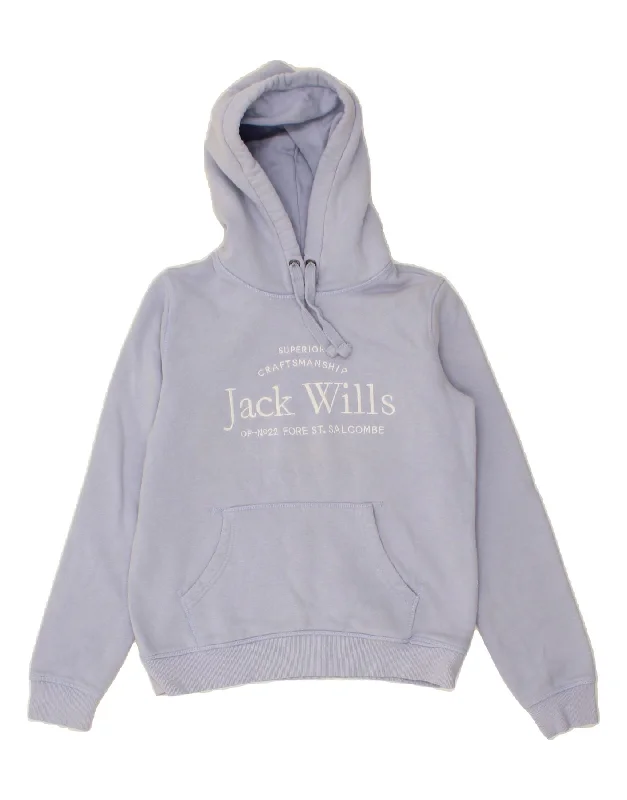JACK WILLS Womens Graphic Hoodie Jumper UK 10 Small Blue Cotton Hoodie with Lace Feminine Delicate JACK WILLS Womens Graphic Hoodie Jumper UK 10 Small Blue Cotton Hoodie with Lace Feminine Delicate