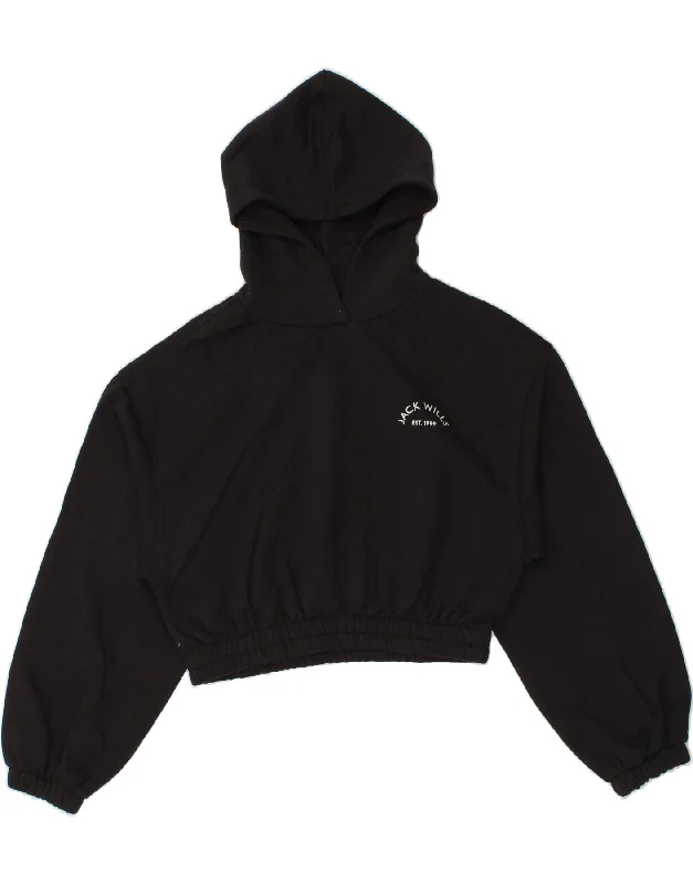JACK WILLS Womens Oversized Crop Hoodie Jumper UK 8 Small Black Cotton Hoodie with Logo Branding Identity JACK WILLS Womens Oversized Crop Hoodie Jumper UK 8 Small Black Cotton Hoodie with Logo Branding Identity