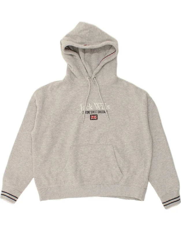 JACK WILLS Womens Oversized Graphic Hoodie Jumper UK 10 Small Grey Cotton Hoodie with Lining Warm Insulated JACK WILLS Womens Oversized Graphic Hoodie Jumper UK 10 Small Grey Cotton Hoodie with Lining Warm Insulated