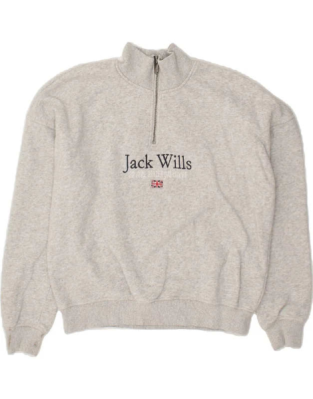 JACK WILLS Womens Oversized Zip Neck Sweatshirt Jumper UK 6 XS Grey Hoodie with Hem Patch Decorative Personalized JACK WILLS Womens Oversized Zip Neck Sweatshirt Jumper UK 6 XS Grey Hoodie with Hem Patch Decorative Personalized