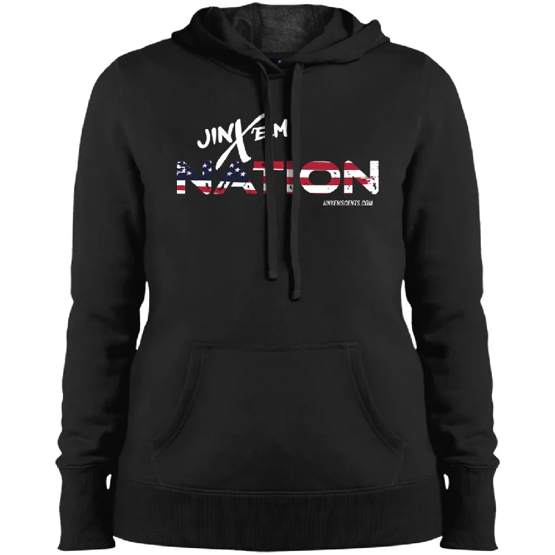 Jinx'em Nation Ladies' Pullover Hooded Sweatshirt Hoodie with Crew Neck Simple Timeless Jinx'em Nation Ladies' Pullover Hooded Sweatshirt Hoodie with Crew Neck Simple Timeless