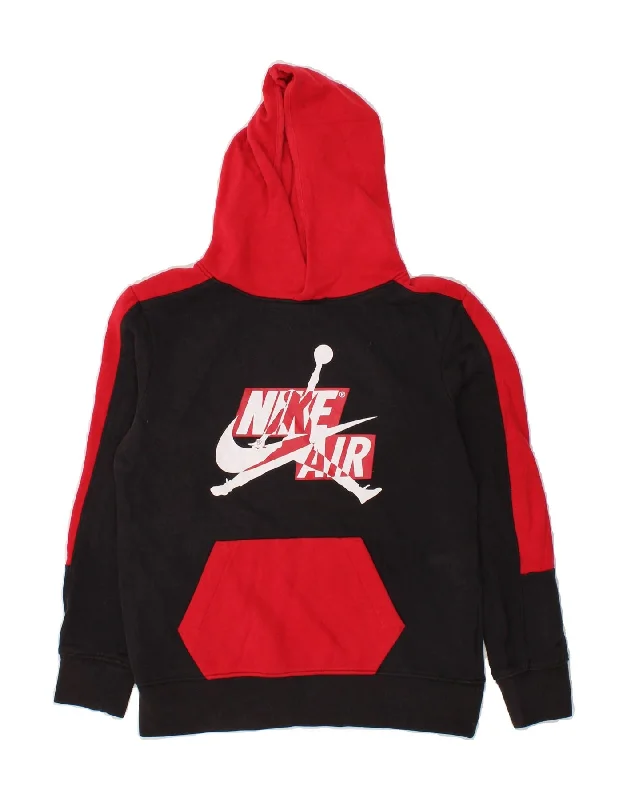 JORDAN Boys Graphic Hoodie Jumper 12-13 Years Large Black Colourblock Hoodie with Front Slit Layering Stylish JORDAN Boys Graphic Hoodie Jumper 12-13 Years Large Black Colourblock Hoodie with Front Slit Layering Stylish