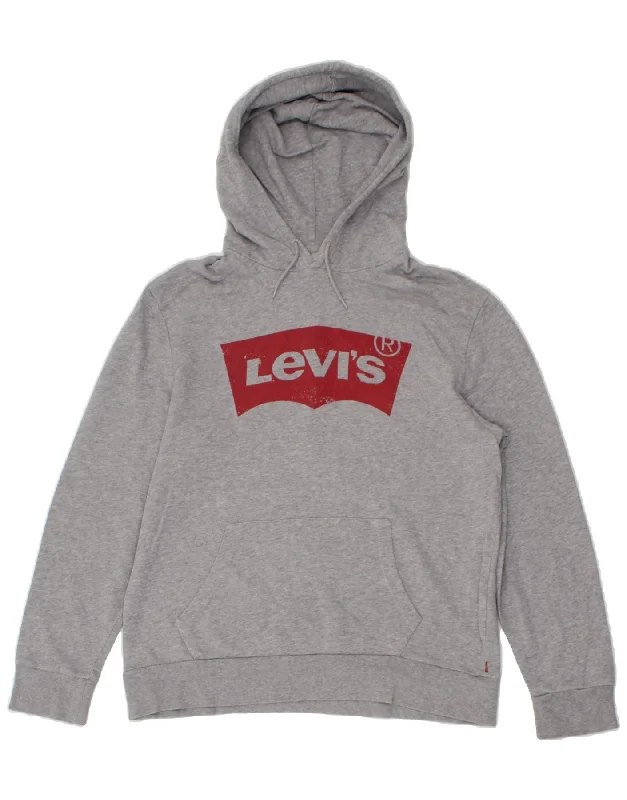 LEVI'S Mens Graphic Hoodie Jumper Large Grey Cotton Hoodie with Drop Shoulder Relaxed Streetwear LEVI'S Mens Graphic Hoodie Jumper Large Grey Cotton Hoodie with Drop Shoulder Relaxed Streetwear