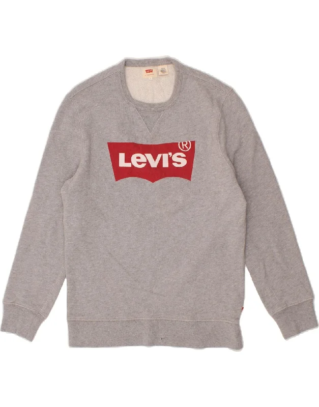 LEVI'S Mens Graphic Sweatshirt Jumper Small Grey Cotton Hoodie with Hem Frayed Vintage Worn LEVI'S Mens Graphic Sweatshirt Jumper Small Grey Cotton Hoodie with Hem Frayed Vintage Worn