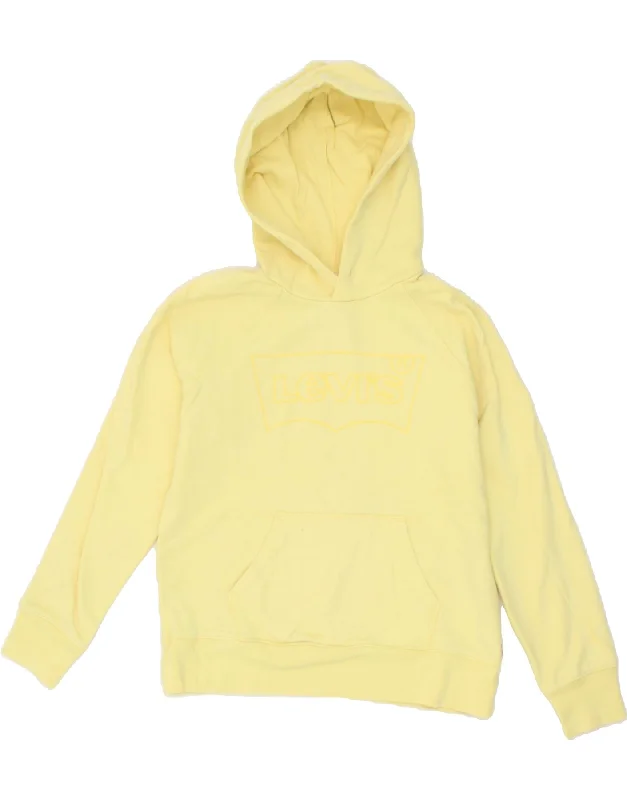 LEVI'S Womens Oversized Graphic Hoodie Jumper UK 10 Small Yellow Cotton Hoodie with Pastel Soft Subtle LEVI'S Womens Oversized Graphic Hoodie Jumper UK 10 Small Yellow Cotton Hoodie with Pastel Soft Subtle