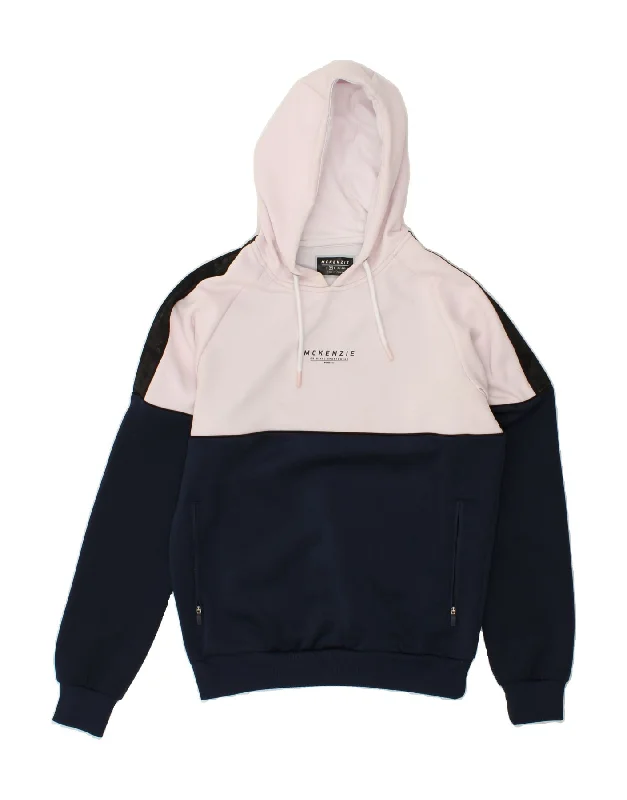 MCKENZIE Mens Hoodie Jumper Medium Navy Blue Colourblock Hoodie with Hem Drawcord Adjustable Customizable MCKENZIE Mens Hoodie Jumper Medium Navy Blue Colourblock Hoodie with Hem Drawcord Adjustable Customizable