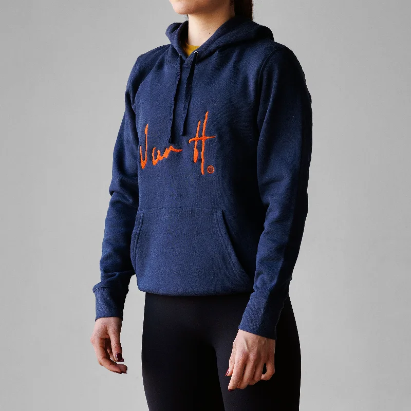Navy Melange Hoodie Hoodie with Crew Neck Simple Timeless