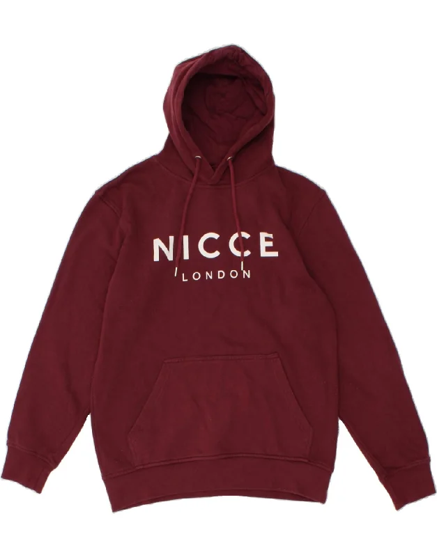 NICCE Mens Graphic Hoodie Jumper Medium Burgundy Cotton Hoodie with Tied Waist Feminine Flattering NICCE Mens Graphic Hoodie Jumper Medium Burgundy Cotton Hoodie with Tied Waist Feminine Flattering