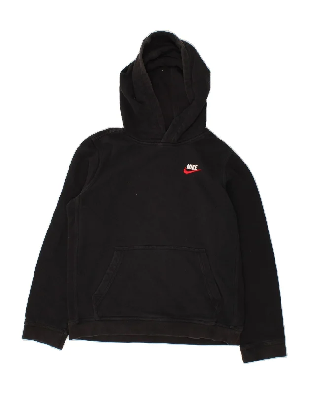 NIKE Boys Hoodie Jumper 12-13 Years Large Black Cotton Hoodie with Zipper Placket Modern Functional NIKE Boys Hoodie Jumper 12-13 Years Large Black Cotton Hoodie with Zipper Placket Modern Functional